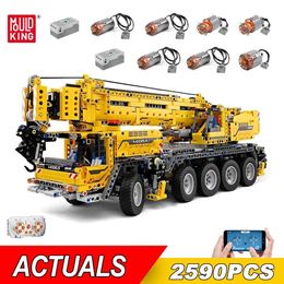 Blocks MOULD KING Technical APP Remote Control 13107 Moter Power Truck Bricks Motorised Mobile Crane Building Blocks Toys For Kid Gifts 240120