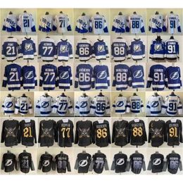 Reverse Retro Tampa Bay Hockey Lighing Jersey 91 Steven Staos 21 Brayden Point 77 Victor Hedman 86 Nikita Kucherov 88 Andrei Vasilevskiy 4502