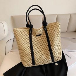 Evening Bags Hollow Out Straw Handbags For Women 2024 Large Capacity Casual Weaving Shoulder Bag Simple Designer Shopper Tote Beach