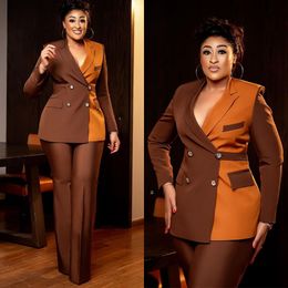 Contrasting Colours Women Pants Suits Formal Double Breasted Office Lady 2 Pieces Mother Of Bride Blazer Tuxedos Custom Made