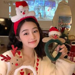 Party Hats Plush Christmas Headband for Cute Girls Cartoon Santa Claus Snowman Elk Hair Hoop Merry Christmas Party Headwear Hair Band Gift YQ240120