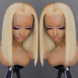 613 Honey Blonde Colour Straight Bob Wig Short Bob Wig 13x6 Lace Front Human Hair Wigs 13x4 Full Lace Frontal Wigs