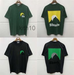 Rhude T-shirts Men Women Japan Rh Hairstyle Print Top Tees Summer Style Rhude t Shirt X0602 727a