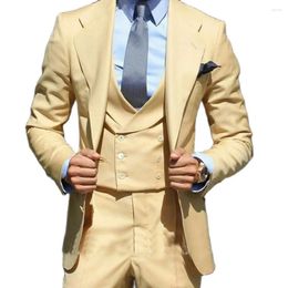 Men's Suits Tailored Made Men Business Notch Lapel Wedding Groom Tuxedos Terno Masculino Slim Fit Prom Blazer 3 Pcs Jacket Pant Vest