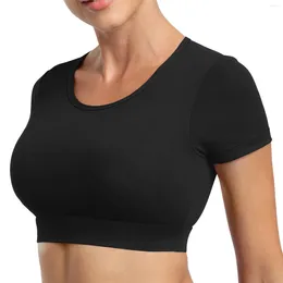 Women's T Shirts Backless Sports Top With Detachable Chest Pad Fitness Suit Casual Round Neck T-shirt