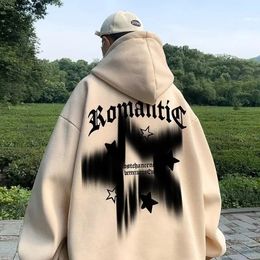 Men's Hooded Heavyweight Long-sleeved Jacket Clothes Spring And Autumn Sweatshirt Y2k Hipster Hip Hop Wear Street White Hoodies 240118