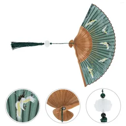 Decorative Figurines Retro Hand Fan Large Wall Decor Woodsy Tassel Chinese Dresses Handheld Foldable Handmade Folding Tissue Fans