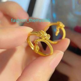 Yidao Gold Chinese Style Dragon open Ring For Men Women Unisex Brass lucky born year Rings Vintage Cool Jewelry