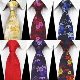 Bow Ties GUSLESON Style 8cm Men's Classic Green Red Floral Tie Formal Business Office Wedding Accessories Gift Party