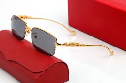 luxury designer sunglasses Eyeglasses frames temples with panther heads Metal Frameless Full Rim Semi Rimless rectangular shape for men woman eyewear accessorie