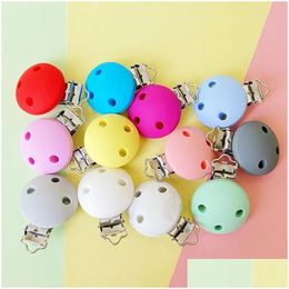 Soothers Teethers 10Pcs Round Sile Pacifier Clips Solid No-Rusty Sil Diy Baby Chew Dummy Chain Clasps Adapter 231019 Drop Delivery Kid Dhkg3