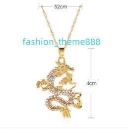 QWS19022056 Personality Gold Diamond Fashion Jewelry Chinese Style Dragon Pendant Necklace