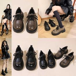 Women Dress Shoes Women's Thick Sole Single Spring Autumn Season Step Tie Up Small Leather Academy Style