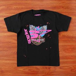 Designer Fashion Clothing Hip Hop Tees Tshirts Young Thug Star Same Sp5der 555555 Pink Tee Eagle Short Sleeve T-shirt Sa19