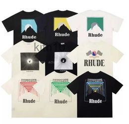 Buy Designer Shirts Summer Mens T-shirts Womens Rhudes Designers for Men Tops Letter Polos Embroidery Tshirts Clothing Short Sleeved Tshirt Large Tees D551