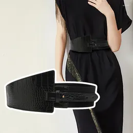 Belts Elegant Pu Leather Knot Belt Designer Elastic Wide Skirt Girdle Luxury Female Dress Coat Corset Waistband Cummerbunds Decorative