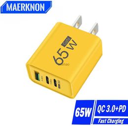 Cell Phone Chargers PD 65W GaN USB Charger Fast Charging Type C Mobile Phone Adapter For iPhone 15 Huawei Quick Charge 3.0 EU/US Plug Wall Charger