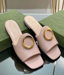 Everyday Elegance Round Interlocking Sandals Shoes Easy Wear Nappa Leather Slippers Italy Design Slide Flats Palladium-plated Walking EU35-43