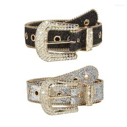 Belts Shinning Buckle Belt Woman Man Teens Locomotive For Jeans Skirt G5AE