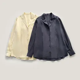 Women's Blouses Fashion Blazer Collar Soft Mulberry Silk Silhouette Commuting Temperament Loose Shirt For Women