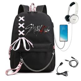 Bags Kawaii Stray Kids Backpack Bag Bow Korean School Students Capacity Rbbon Computer Laptop bag