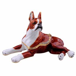 Display Boxer Dogs Trinket & Jewellery Box Ring Holder Necklace Container Pet Lover Gifts Dog Figurine Novelty Gifts