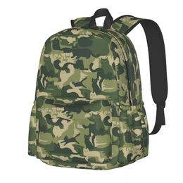 Bags Army Green Camo Backpack Camouflage Cats Daily Backpacks Boy Girl Kawaii School Bags Design Print Rucksack