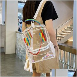 Storage Bags Clear Backpack Sport Sturdy Pvc Shoder Bag Purses Totes Waterproof Transparent Summer Beach Drop Delivery Home Garden H Dh0Pz