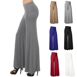 Active Pants Women'S Wide Leg 2024 Fashion Loose Stretch High Waist Long Palazzo Chiffon Solid Trousers