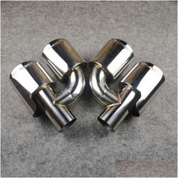 Exhaust Pipe H Model Pipes Muffler Tip Fit For All Cars Replacement Dual Oval Stainless Steel Length 255Mm Out 95Mm In 60Mm Drop Deliv Otyqn