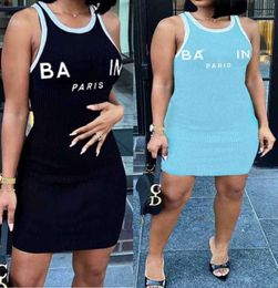 Summer Luxury Brand Designer Dress Fashion Letter Print Dress Slim Quick Dry Mini Skirt American Womens Clothing Plus Size 3xl 4xl 365