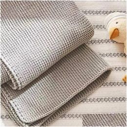 Blankets Swaddling Knitted Baby Blanket For Born Items Ddle Wrap Crib Stroller Sofa Throw Mother Kids Bedding Drop Delivery Maternity Dhu4W