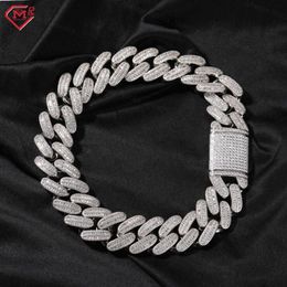 Hiphop 24mm Miami Cuban Link Chain 925 Sterling Silver Iced Out Vvs Moissanite Cuban Link Chain