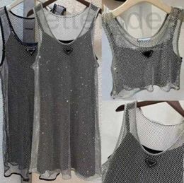 Basic & Casual Dresses designer luxury Women Shiny Rhinestone Dress Sexy Crop Top Vest Fashion Denim Bra Tops Sleeveless Sling Vests Woman 3 Styles KRDG