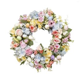 Decorative Flowers Artificial Easter Egg Flower Wreath Outside Wreaths Handmade Greenery Garland For Wedding Farmhouse Garden Festivals