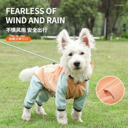 Dog Apparel 2024 Towable Puppy Four-Legged Raincoat Waterproof All-Inclusive Small Pet Rainy Day Clothes