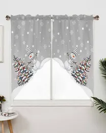 Curtain Christmas Tree Snowman Grey Snowflake Window Curtains Living Room Kitchen Drapes Home Decor Triangular