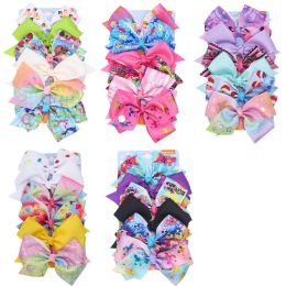 JOJO Siwa Bow 5 Inchs 6 Pcs/card Baby Hair Bows Designer Large Girls Clips Kids Hairclips Barrettes Accessories Various Colors BJ