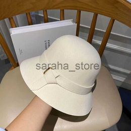 Wide Brim Hats Bucket Hats Japanese simple art small edge fisherman hat lady autumn and winter leisure woollen basin hat holiday shadEnglish felt J240120