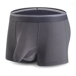 Cuecas mais tamanho masculino sexy separado pênis boxer shorts masculinos respiráveis calcinha de roupas íntimas nariz de elefante modal