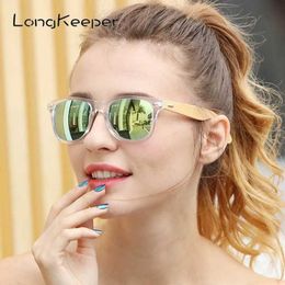 Sunglasses LongKeeper Polarised Wood Bamboo Sunglasses Women Brand Design Mens Real Wooden Arms Sun Glasses Mirrorr Lens Gafas de sol YQ240120