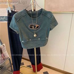 Designer Disel Tops Summer New Product Niche Trendy Brand Temperament Versatile High Waisted Slim and Can Be Spliced and Disassembled. Two Wearing