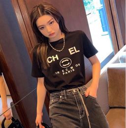 Advanced version Womens T-Shirt France trendy Clothing two C letter Graphic Print couple Fashion cotton Round neck xxxl channel clothes Short sleeve tops tees 44