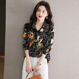 Women's Blouses Korean Fashion Long Sleeves Tops For Women Y2k Clothes Cartoon Print Office Shirts Girls Spring Casual Blouse Camisas Y