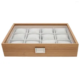 Watch Boxes Stand Box Bracelet Organiser Wood Jewellery Silver High-end Lock Storage Case