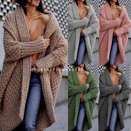 Suéteres femininos 2024 novo sólido longo malhas cross-border solto europeu e americano plus size camisola cardigan jaqueta