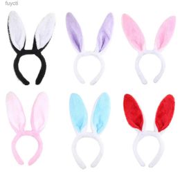 Party Hats Plush Bunny Ears HeadbandsAssorted Colour Rabbit Ear Hairband for Easter Halloween Costume Party Favour YQ240120