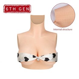 Costume Accessories No-oil Fake Breast Forms Breathable Huge Boobs Silicone Transgender Drag Queen Shemale Crossdresser 6TH GEN