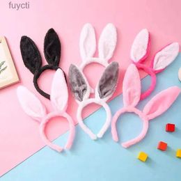 Party Hats Christmas Gift Plush Rabbit Ears Hair Hoop Multicolor Sequins Hairband for Women Girls Children's Day Stage Performance Headband YQ240120