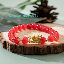 2024 New Year Chinese Zodiac Feng Shui Lucky Amulet Stretch Bracelets Glass Crystal Dragon Beaded Charm Bracelets Girl